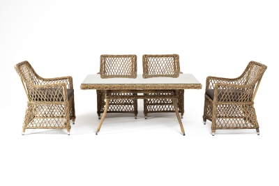 "Латте–140 L" обеденная группа плетеная, цвет соломенный