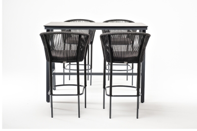 "Рио" барный комплект на 4 персоны, стол HPL "серый гранит", цвет темно-серый "Рио" барный комплект на 4 персоны, стол HPL "серый гранит", цвет темно-серый