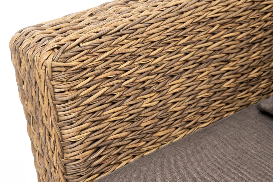 Капучино диван из искусственного ротанга (гиацинт) двухместный, цвет соломенный - фото 4