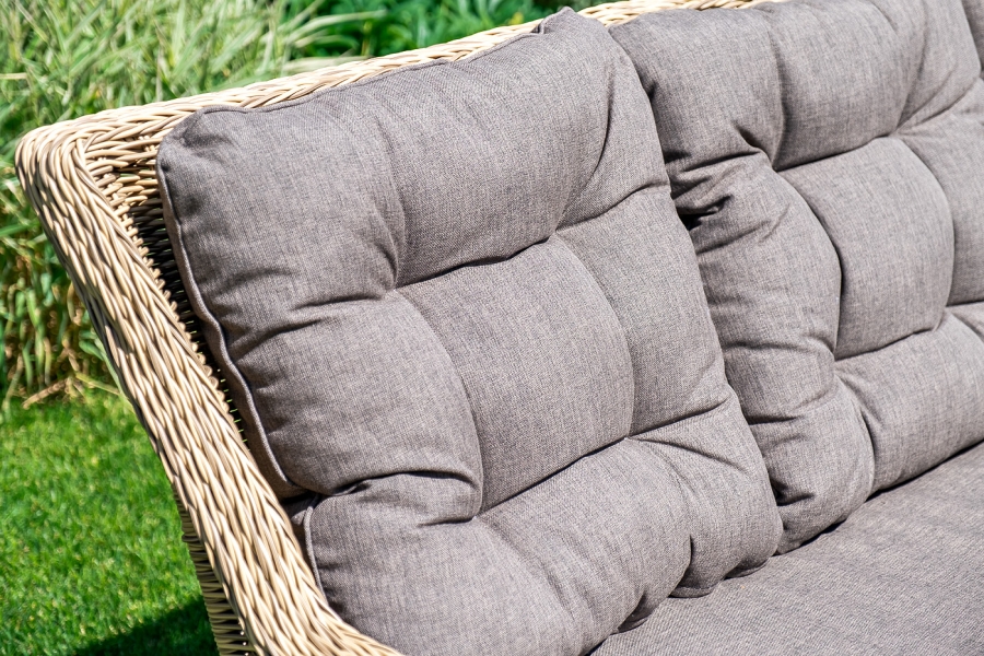 Базелла обеденная группа из искусственного ротанга, цвет соломенный - фото 6