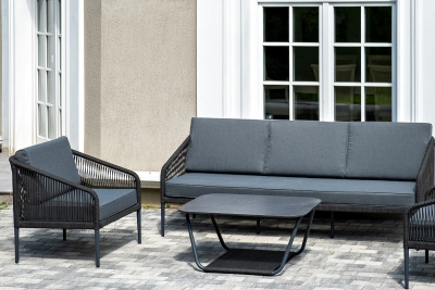 "Канны" лаунж-зона 5-местная плетеная из роупа (веревки), цвет темно-серый "Канны" лаунж-зона 5-местная плетеная из роупа (веревки), цвет темно-серый