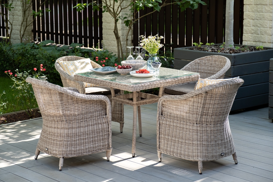 Равенна плетеное кресло из искусственного ротанга, цвет бежевый - фото 11