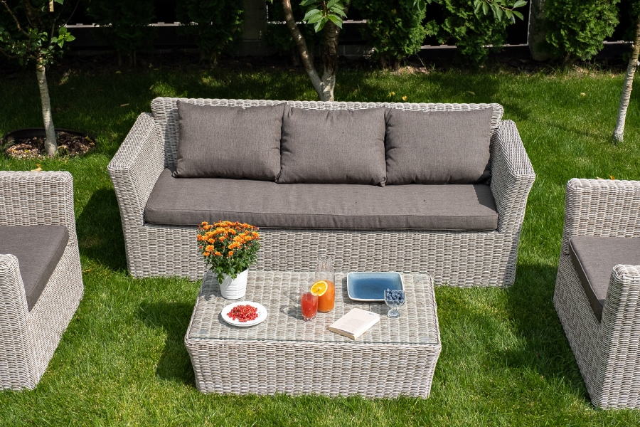 Капучино лаунж-зона из искусственного ротанга, цвет бежевый - фото 6