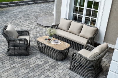 "Ницца" лаунж-зона из искусственного ротанга, цвет серый