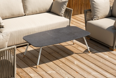 "Форли" лаунж-зона 4-местная плетеная из роупа (веревки), каркас алюминиевый светло-серый, роуп серо-коричневый