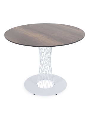 "Диего" обеденный стол из HPL круглый Ø100см, цвет "дуб", каркас белый