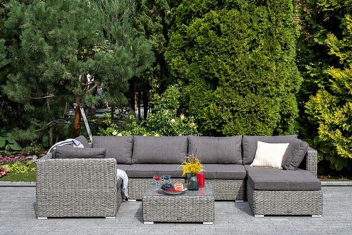 Лунго журнальный столик плетеный (гиацинт), цвет серый - фото 4