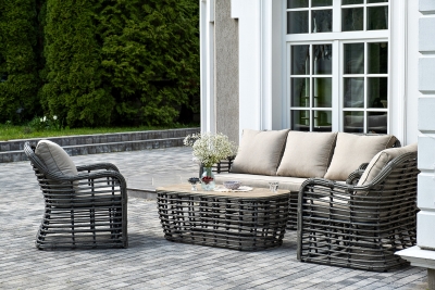"Ницца" лаунж-зона из искусственного ротанга, цвет серый