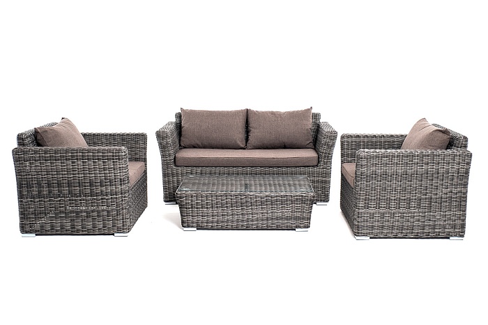 Капучино сингл лаунж-зона из искусственного ротанга, цвет графит - фото 14