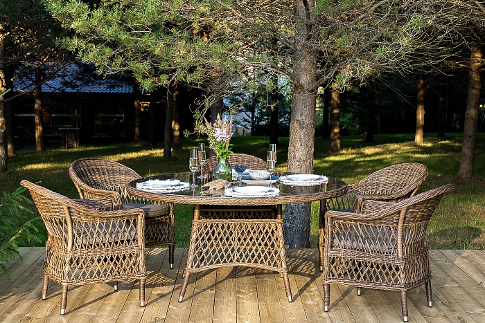 Эспрессо-150 S обеденная группа плетеная, цвет коричневый - фото 1