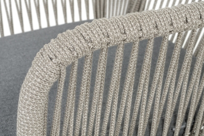 "Лион" стул плетеный из роупа, каркас из стали темно-серый (RAL7024) муар, роуп серый меланж круглый, ткань серая 017