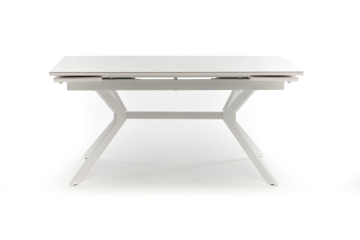 "Меркурий" стол интерьерный раздвижной обеденный из керамики, цвет белый глянцевый