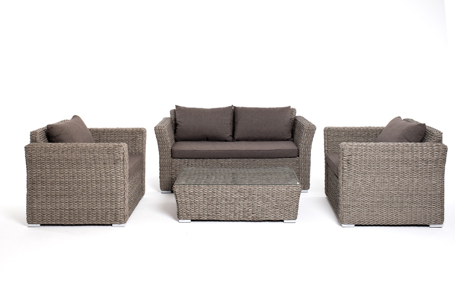 Капучино сингл лаунж-зона из искусственного ротанга (гиацинт), цвет серый - фото 6