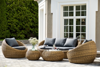 "Барселона" лаунж-зона из искусственного ротанга, цвет соломенный "Барселона" лаунж-зона из искусственного ротанга, цвет соломенный