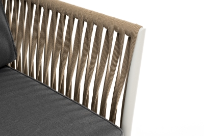 "Касабланка" диван 2-местный плетеный из роупа, каркас алюминий светло-серый (RAL7035) муар, роуп серо-коричневый 23мм, ткань серая 017 "Касабланка" диван 2-местный плетеный из роупа, каркас алюминий светло-серый (RAL7035) муар, роуп серо-коричневый 23мм, ткань серая 017