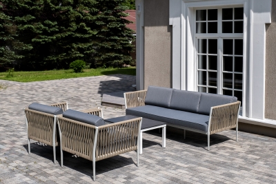 "Касабланка" лаунж-зона плетеная из роупа 5-местная, цвет серый