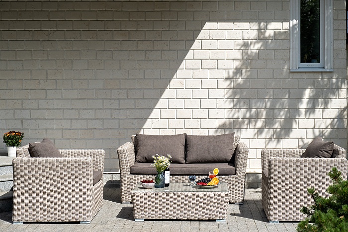 Капучино Сингл лаунж-зона из искусственного ротанга, цвет бежевый - фото 4