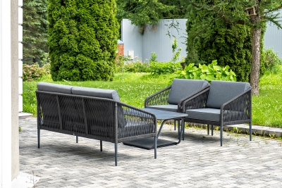 "Канны" лаунж-зона 4-местная плетеная из роупа (веревки), цвет темно-серый