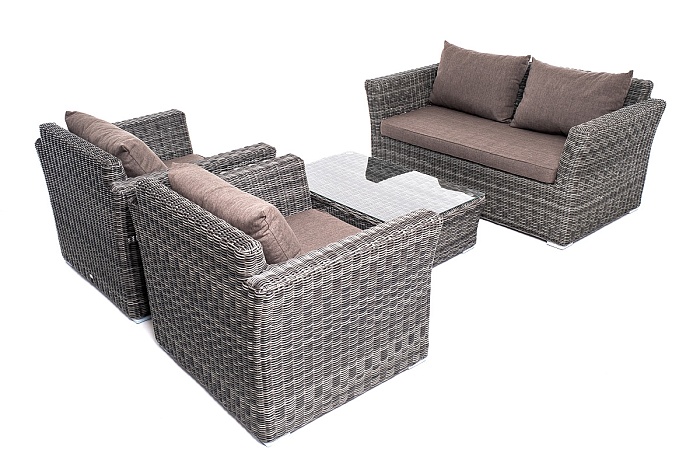 Капучино сингл лаунж-зона из искусственного ротанга, цвет графит - фото 15