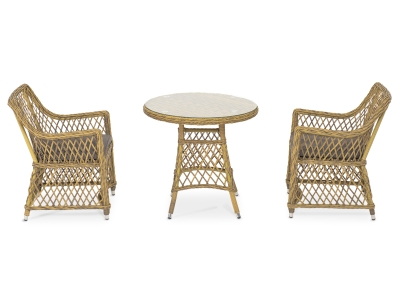 "Эспрессо-80 L" обеденная группа плетеная, цвет соломенный