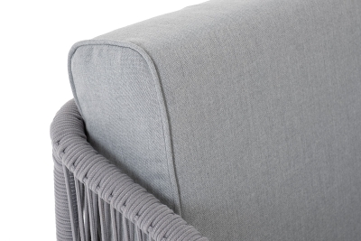 "Канны" диван модульный плетеный из роупа, каркас алюминий белый, роуп светло-серый круглый, ткань светло-серая "Канны" диван модульный плетеный из роупа, каркас алюминий белый, роуп светло-серый круглый, ткань светло-серая