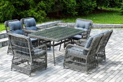 "Цесена" обеденная группа плетеная из искусственного ротанга, цвет графит