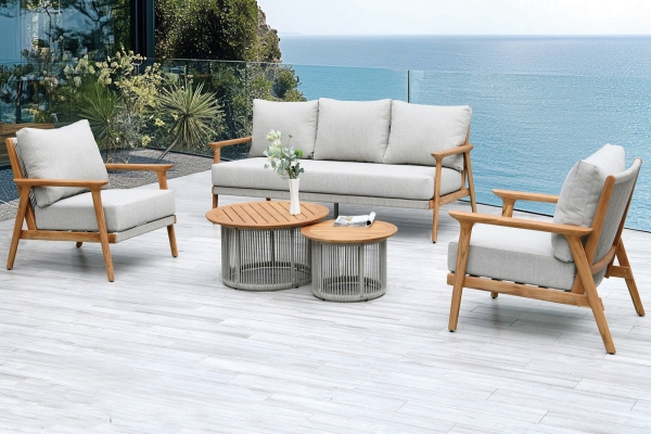 "Копенгаген" лаунж-зона 5-местная плетеная из роупа, каркас тик, цвет бежевый (К)