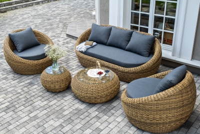 "Барселона" лаунж-зона из искусственного ротанга, цвет соломенный