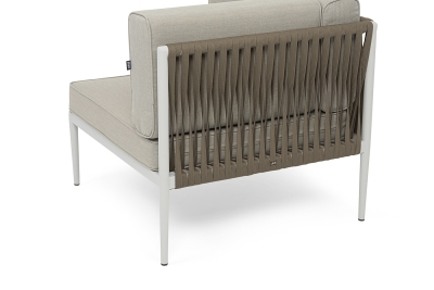 "Касабланка" угловой модуль плетеный из роупа, каркас алюминий светло-серый (RAL7035) муар, роуп серо-коричневый 23мм, ткань бежевая 15052 "Касабланка" угловой модуль плетеный из роупа, каркас алюминий светло-серый (RAL7035) муар, роуп серо-коричневый 23мм, ткань бежевая 15052