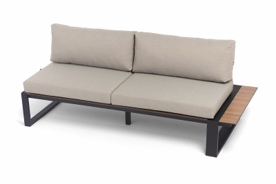 "Тулон" левый модуль, каркас алюминий, HPL "дуб", черный муар, ткань бежевая 15052