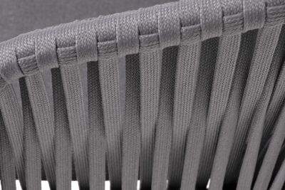 "Бордо" стул плетеный из роупа, каркас алюминий темно-серый (RAL7024) муар, роуп серый 15мм, ткань темно-серая 027