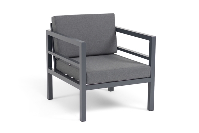 "Эстелья" кресло, каркас алюминий темно-серый (RAL7024) муар, ткань темно-серая 027