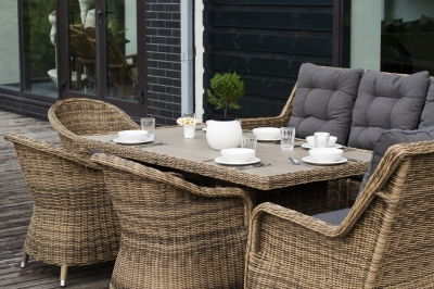 "Бергамо" обеденная группа угловая из искусственного ротанга, цвет соломенный "Бергамо" обеденная группа угловая из искусственного ротанга, цвет соломенный