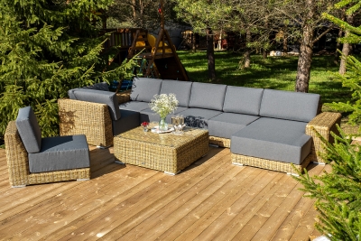 "Капри" трансформирующаяся лаунж-зона из искусственного ротанга, цвет соломенный "Капри" трансформирующаяся лаунж-зона из искусственного ротанга, цвет соломенный