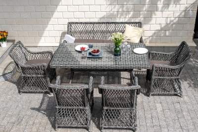 "Латте" плетеный стол из искусственного ротанга 160х90см, цвет графит "Латте" плетеный стол из искусственного ротанга 160х90см, цвет графит