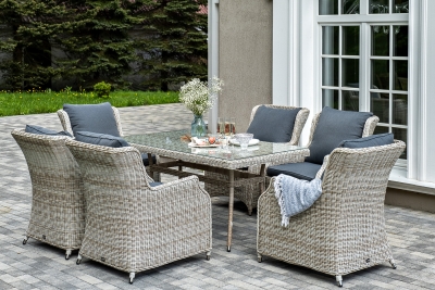 "Неаполь" обеденная группа плетеная из искусственного ротанга, цвет бежевый