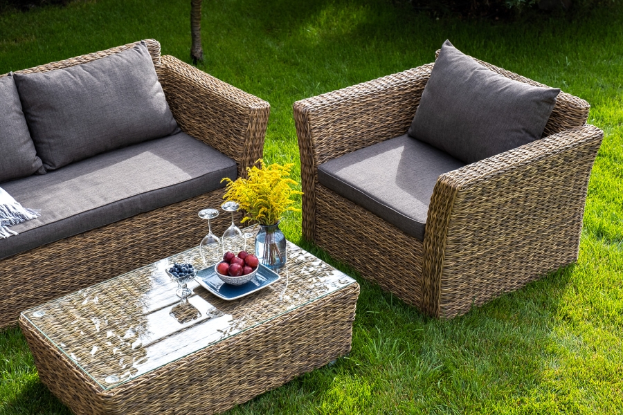 Капучино кресло из искусственного ротанга (гиацинт), цвет соломенный - фото 13