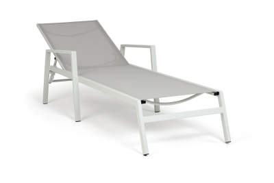 "Парма" шезлонг, каркас алюминий светло-серый (RAL7035) муар, ткань текстилен светло-серая