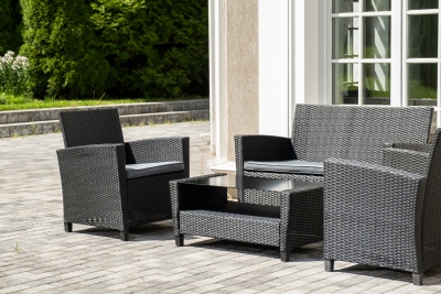 "Вашингтон" лаунж-зона из искусственного ротанга на 4 персоны, цвет черный (К)