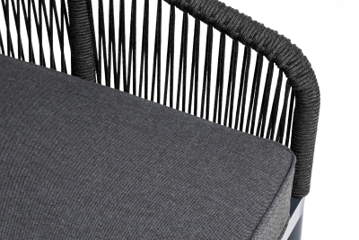 "Канны" левый модуль плетеный из роупа, каркас алюминий темно-серый (RAL7024) муар, роуп темно-серый круглый, ткань темно-серая 027 "Канны" левый модуль плетеный из роупа, каркас алюминий темно-серый (RAL7024) муар, роуп темно-серый круглый, ткань темно-серая 027