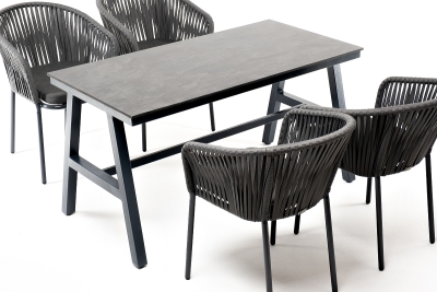 "Рио" обеденная группа на 4 персоны, стол HPL "серый гранит", цвет серый "Рио" обеденная группа на 4 персоны, стол HPL "серый гранит", цвет серый