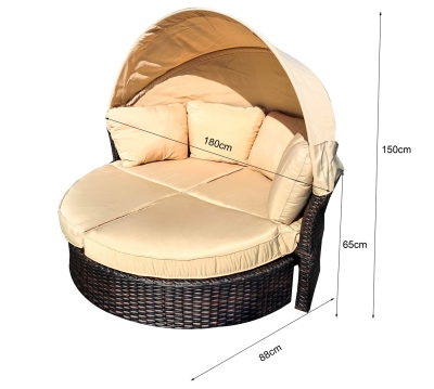 "Амальфи" плетеная кровать-трансформер, цвет коричневый, подушки бежевые