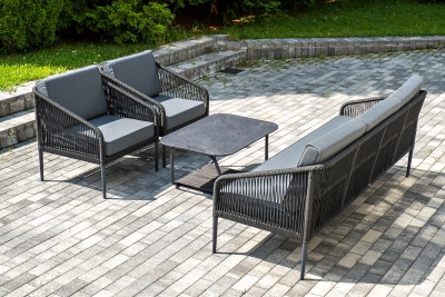 "Канны" лаунж-зона 5-местная плетеная из роупа (веревки), цвет темно-серый