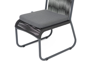 "Ането" стул плетеный из роупа, каркас алюминий темно-серый (RAL7024) муар, роуп темно-серый круглый, ткань темно-серая 027 "Ането" стул плетеный из роупа, каркас алюминий темно-серый (RAL7024) муар, роуп темно-серый круглый, ткань темно-серая 027