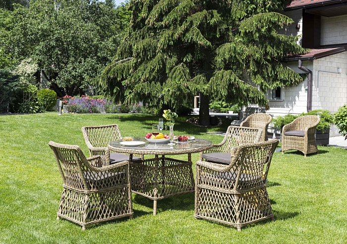 Доппио обеденная группа плетеная, цвет соломенный - фото 3