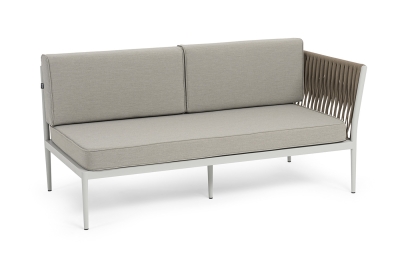 "Касабланка" левый модуль плетеный из роупа, каркас алюминий светло-серый (RAL7035) муар, роуп серо-коричневый 23мм, ткань бежевая 15052 "Касабланка" левый модуль плетеный из роупа, каркас алюминий светло-серый (RAL7035) муар, роуп серо-коричневый 23мм, ткань бежевая 15052