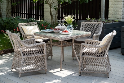 "Айриш" обеденная группа плетеная на 4 персоны, цвет бежевый "Айриш" обеденная группа плетеная на 4 персоны, цвет бежевый