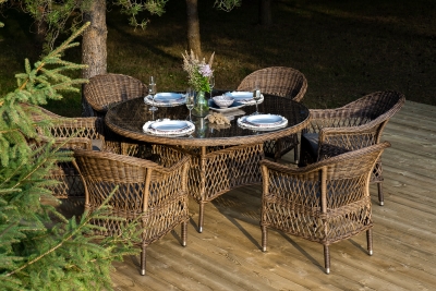 "Эспрессо–150 S" обеденная группа плетеная, цвет коричневый "Эспрессо–150 S" обеденная группа плетеная, цвет коричневый