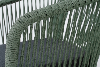 "Марсель" стул плетеный из роупа, каркас алюминий RAL6036 муар, роуп зеленый (4204) круглый tex, ткань темно-серая 027 "Марсель" стул плетеный из роупа, каркас алюминий RAL6036 муар, роуп зеленый (4204) круглый tex, ткань темно-серая 027