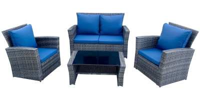 "Портленд" лаунж-зона из искусственного ротанга на 4 персоны, цвет серый